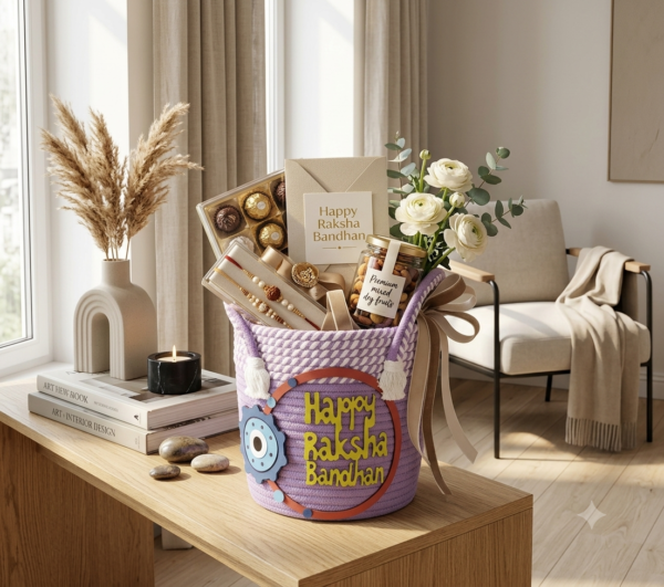 Raksha Bandhan Special Cute Rainbow Jute Cotton Basket