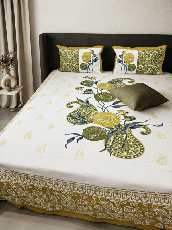 Bloosam Premium King Size Pure Cotten Bedsheet Set