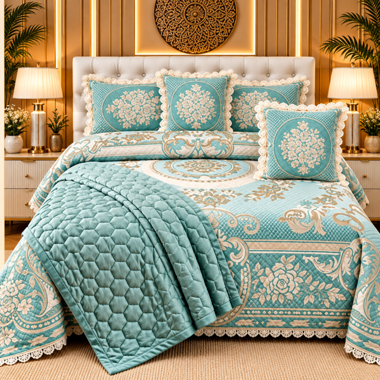 Luxurious Teal Medallion Bedroom
